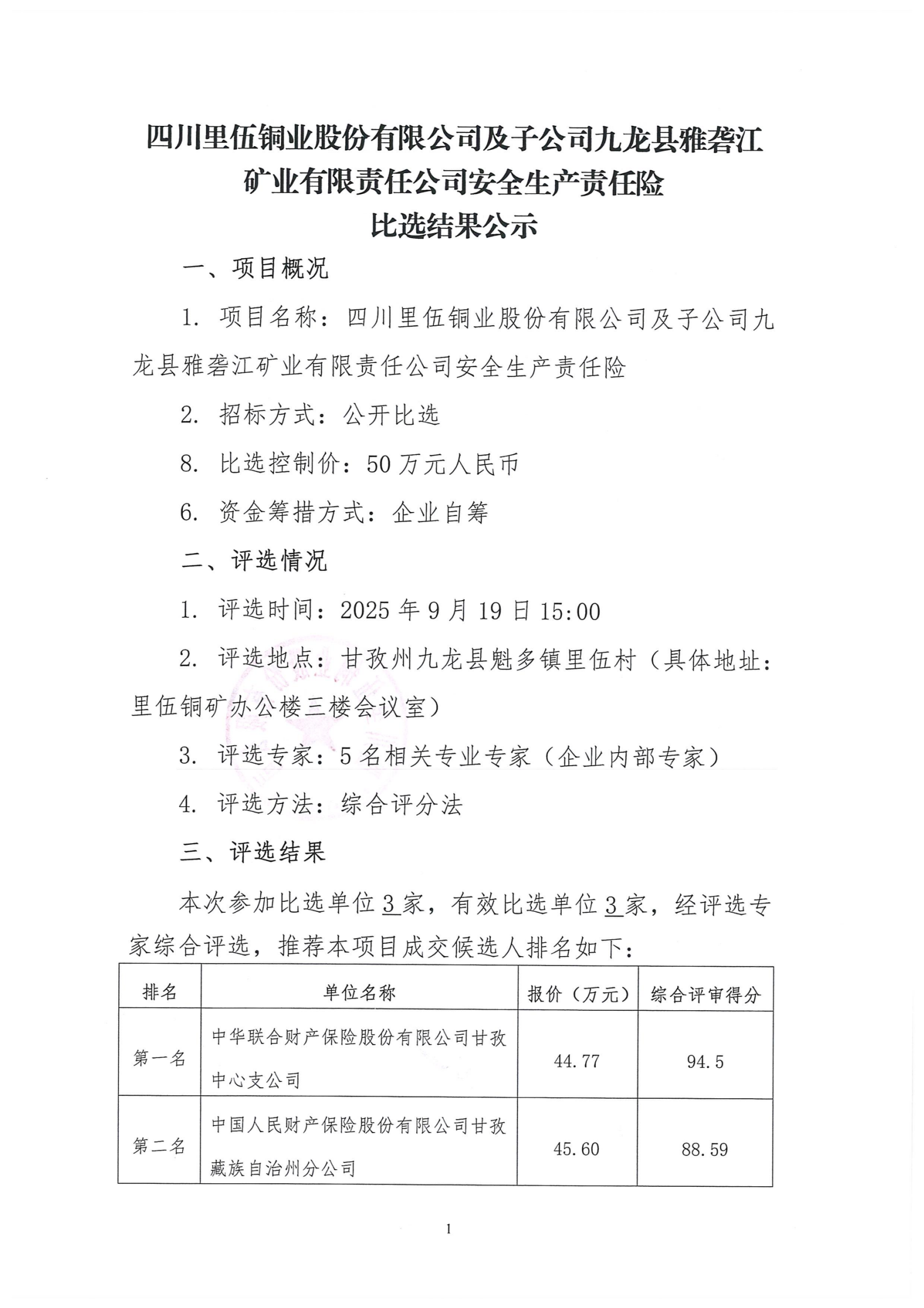 伟德国际1946官网及子公司九龙县雅砻江矿业有限责任公司安全生产责任险比选结果公示_01.png